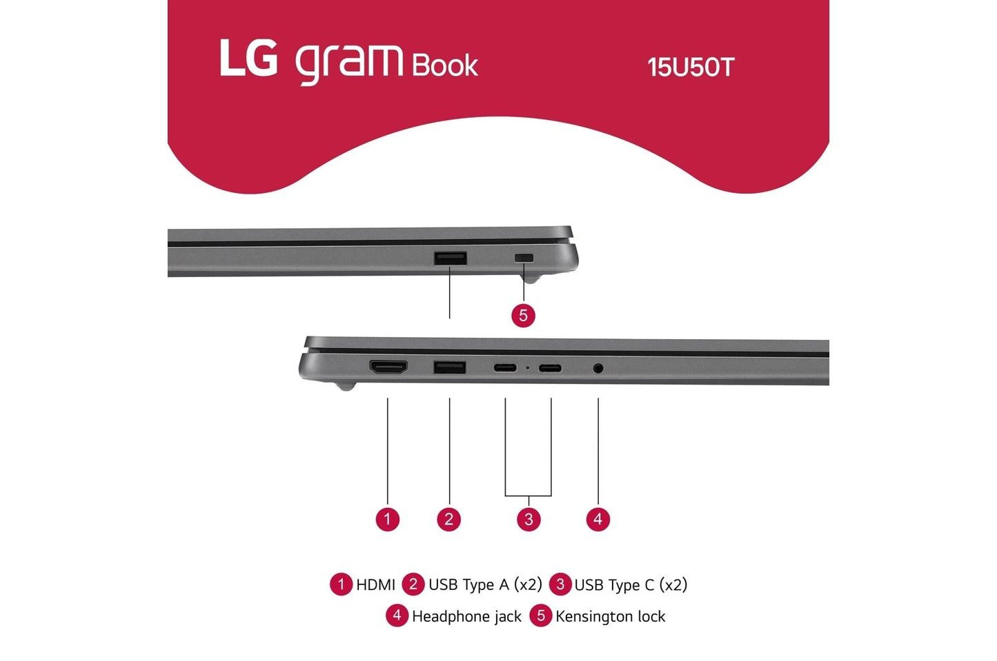 15U50TGAAS3U1 LG gram Book 15.6 Inch, Thin and Lightweight Laptop, Windows 11 Home, Intel® Core™ i5-1334U, 16GB RAM, 512GB SSD, Titan Silver
