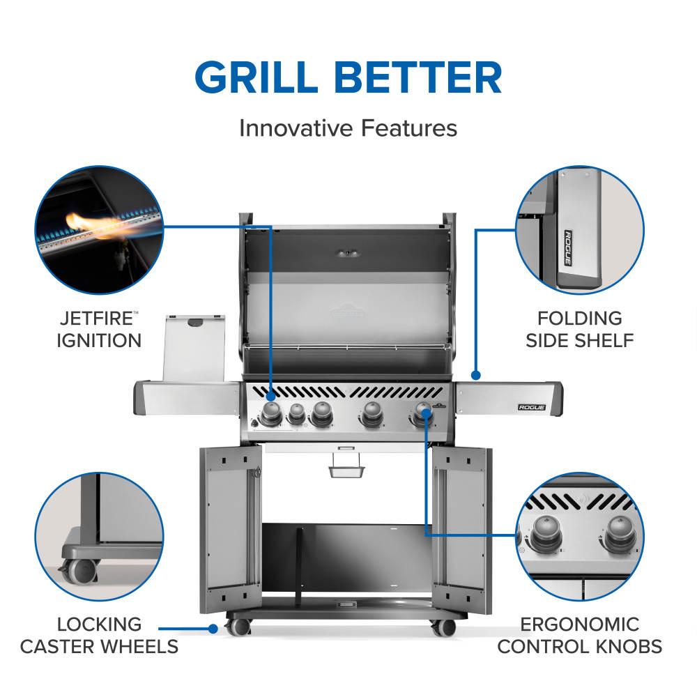 Napoleon Bbq R525SBPSS2FB Rogue 525 SB with Range Side Burner , Propane, Stainless Steel