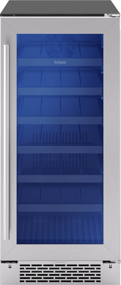 Zephyr BWN15C01AG Brisas Wine Cooler, 15in UC, SS+Gls, Rvs Dr, 1Z