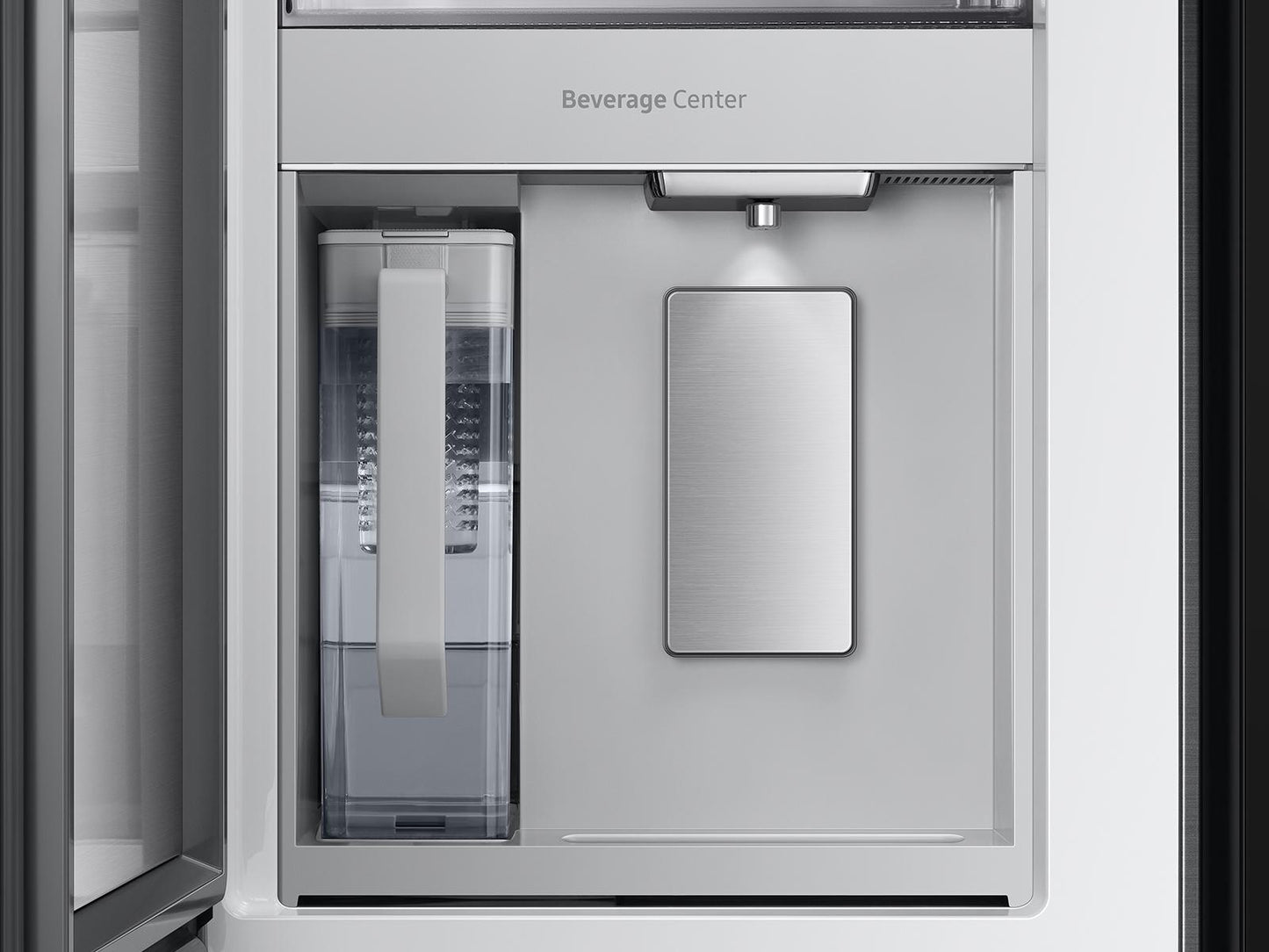 Samsung RF23BB89008M Bespoke 4-Door French Door Refrigerator (23 cu. ft.) - with Top Left and Family Hub™ Panel in Charcoal Glass - and Matte Black Steel Middle and Bottom Panels