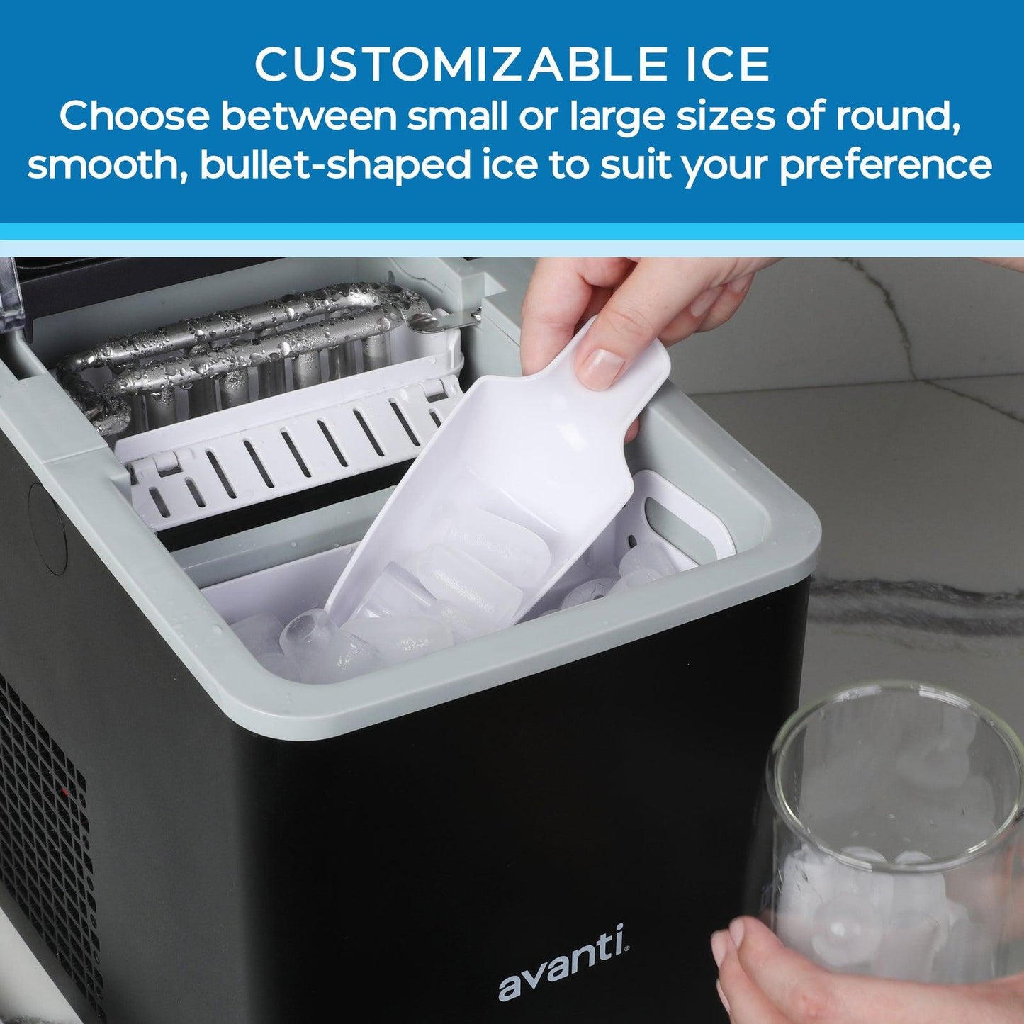 AVIM2625BK Avanti Mighty Ice Countertop Bullet Ice Maker