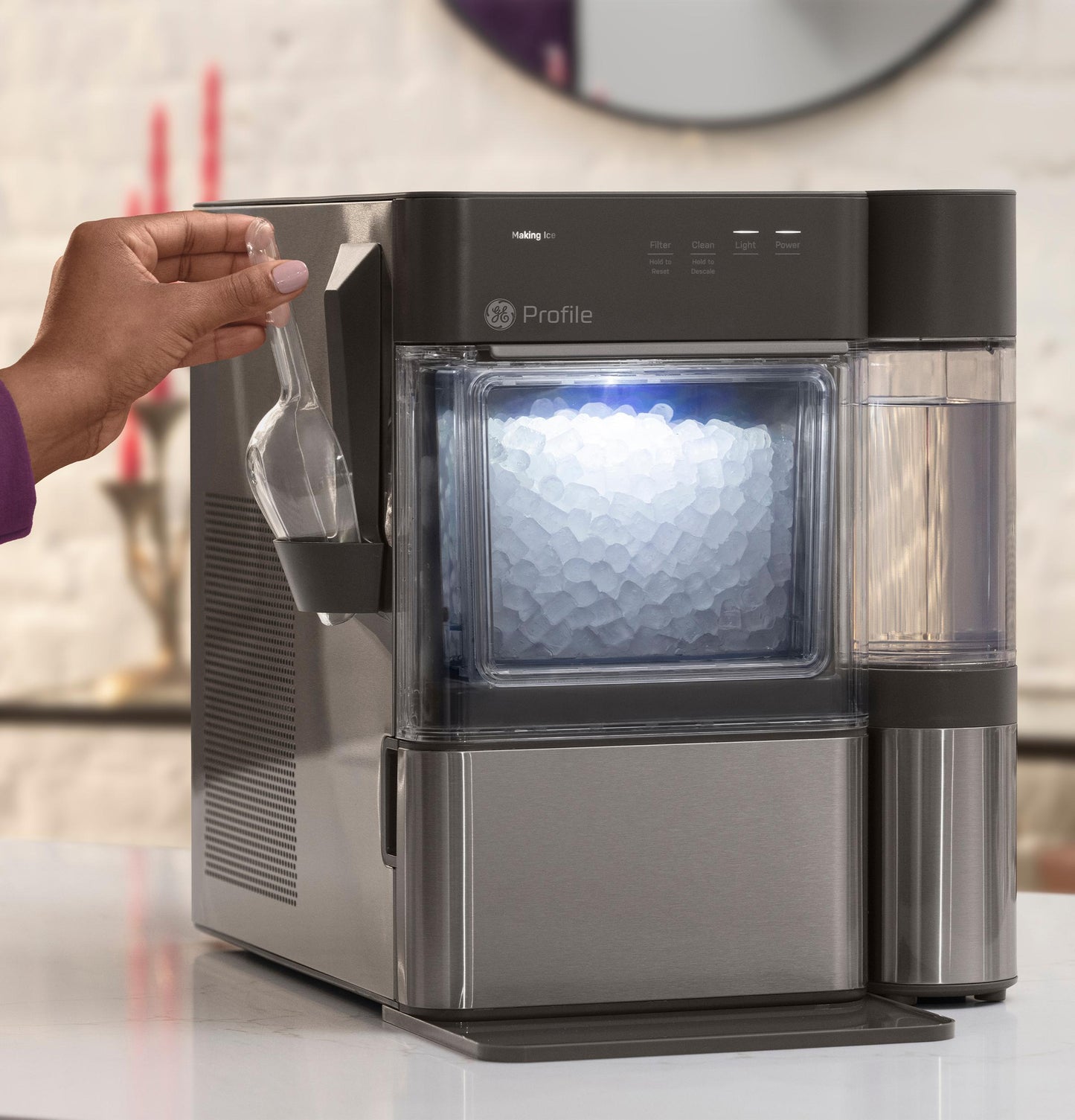 P4NM25PZSG GE Profile Opal Mini Pro Nugget Ice Maker with Side Tank
