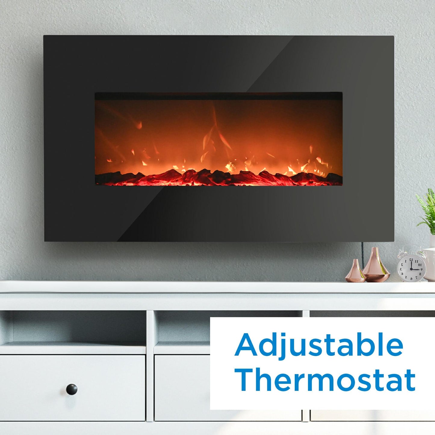 DDEF03813BD13 Danby Designer 38" Wall Mount Electric Fireplace in Black