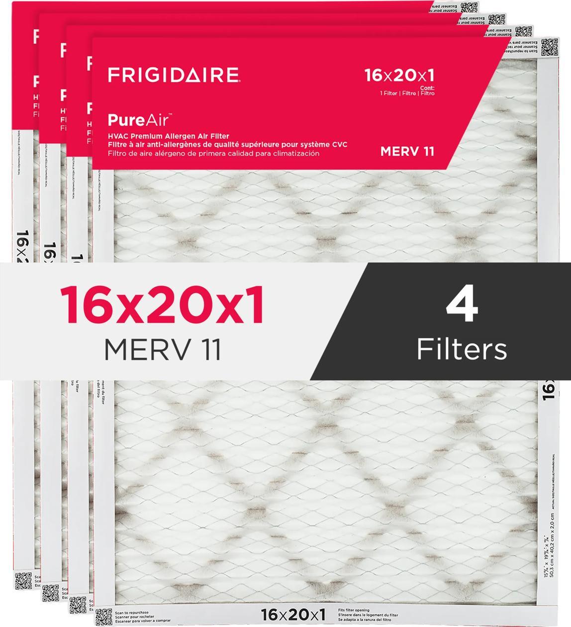 Frigidaire HVAC1620114 PureAir® 16" x 20" x 1" MERV 11 Premium Allergen Air Filter - 4 Pack