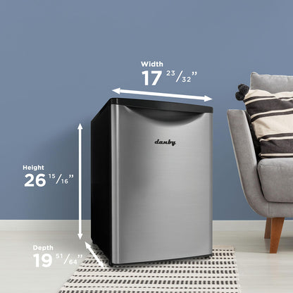 DAR026A2BSLDB Danby 2.6 cu. ft. Compact Fridge in Stainless Steel Look