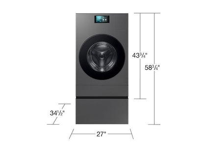 Samsung WE702NZ Bespoke AI Laundry Combo™ Pedestal with Storage Drawer in Dark Steel