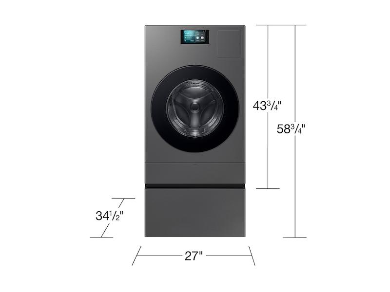 Samsung WE702NZ Bespoke AI Laundry Combo™ Pedestal with Storage Drawer in Dark Steel