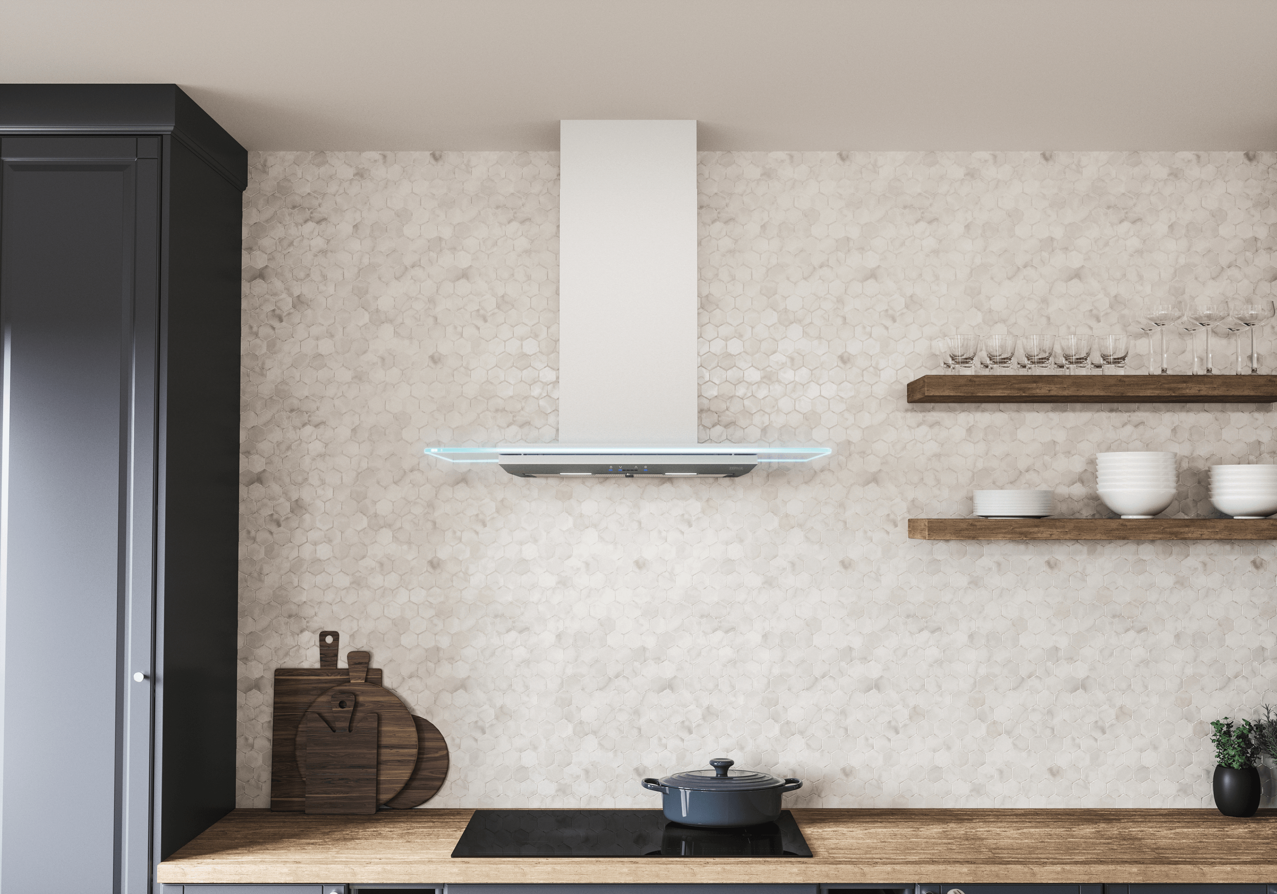 Zephyr ZVOM90BG Verona, Wall, 90cm, SS+Glass, LED, ACT