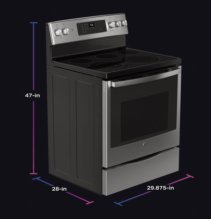 PB900YVFS GE Profile™ ENERGY STAR® 30" Smart Free-Standing Electric Convection Fingerprint Resistant Range with No Preheat Air Fry