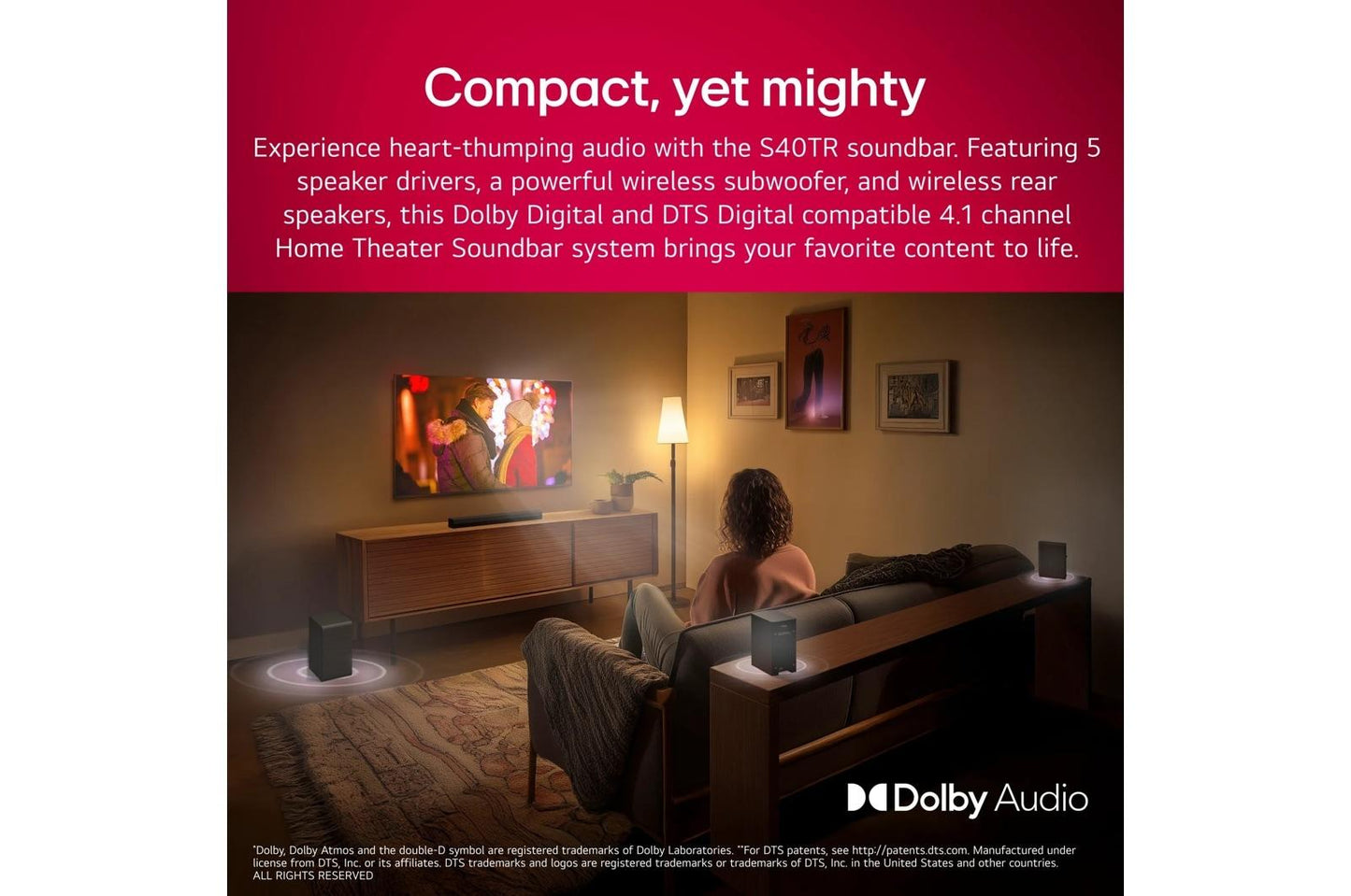Lg S40TR S40TR LG Home Theater Soundbar with Dolby® and Rear Speakers, 4.1. channel