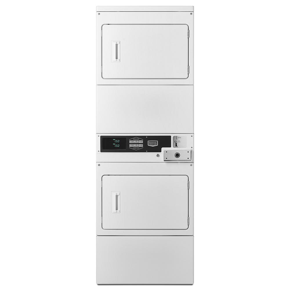 Maytag MLE26PDBYW Commercial Electric Large Capacity Stack Dryer, Coin Drop Ready