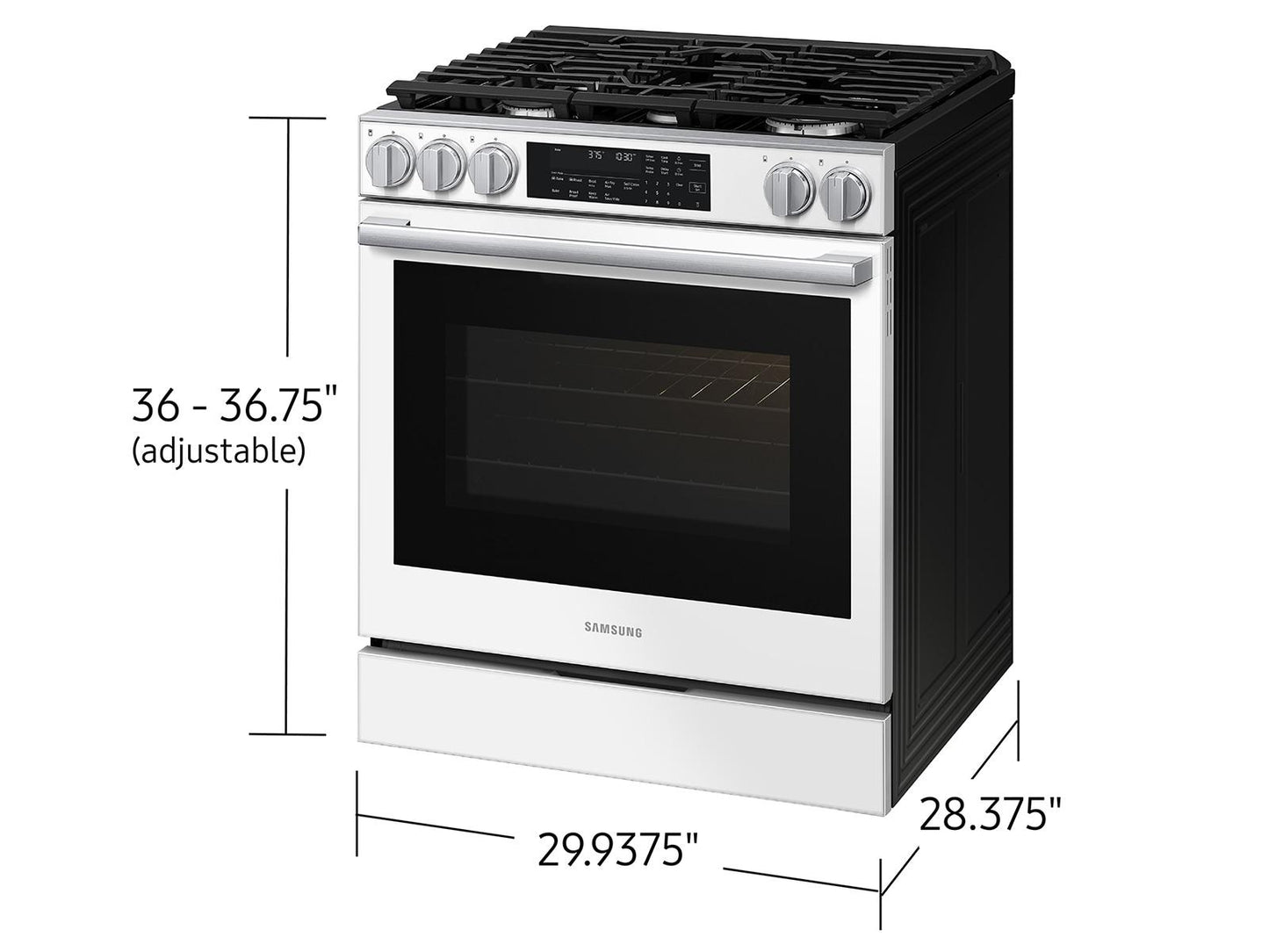Samsung NSG90H60SW Bespoke Smart Slide-in Gas Range Pro Style Elite Design  Illuminated Knobs  Air Fry Max