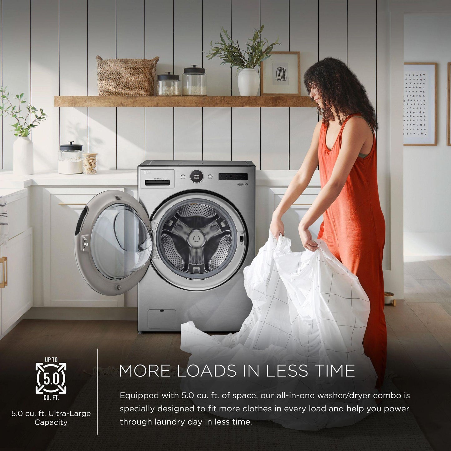 Lg WM6998HVA Ventless Washer/Dryer Combo LG WashCombo™ All-in-One 5.0 cu. ft. Mega Capacity with Inverter HeatPump™ Technology and Direct Drive Motor