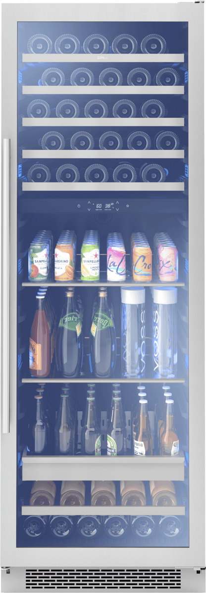 Zephyr PRWB24F02AG Presrv Wine and Beverage Cooler, 24in, Full Size, SS+Glass, Reversible Door, 2 Zones