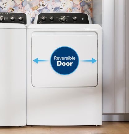 GTD38EASWWS GE® 7.2 cu. ft. Capacity Electric Dryer with Up To 120 ft. Venting and Reversible Door