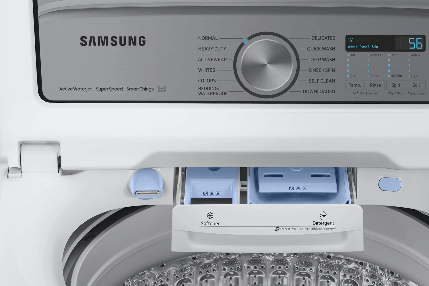Samsung WA54CG7105AW Top Load Washer ActiveWave™ Agitator  Super Speed Wash  5.4 cu. ft