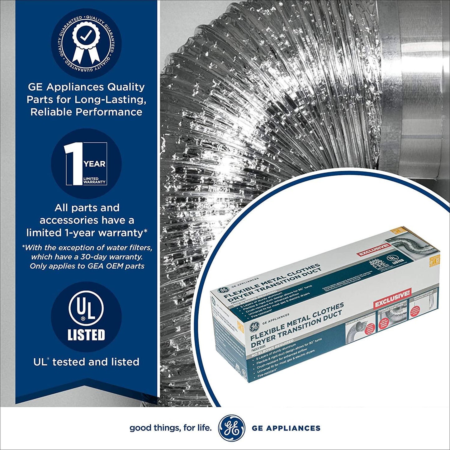 Ge Appliances PM08X10085 Flexible Aluminum 8' Transition Duct