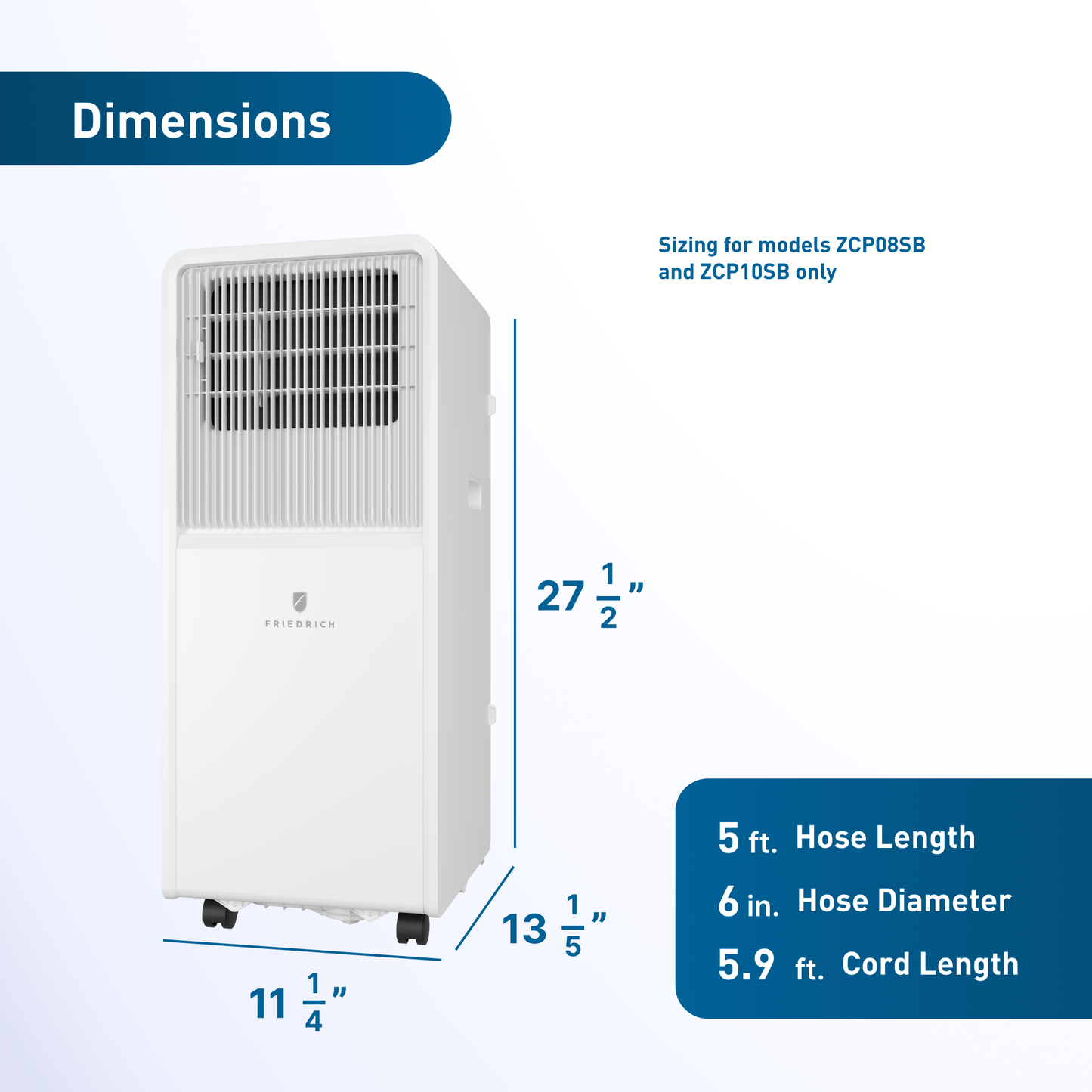 ZCP08SB Friedrich ZoneAire Compact 8,000 BTU Single-Hose Smart Portable Air Conditioner
