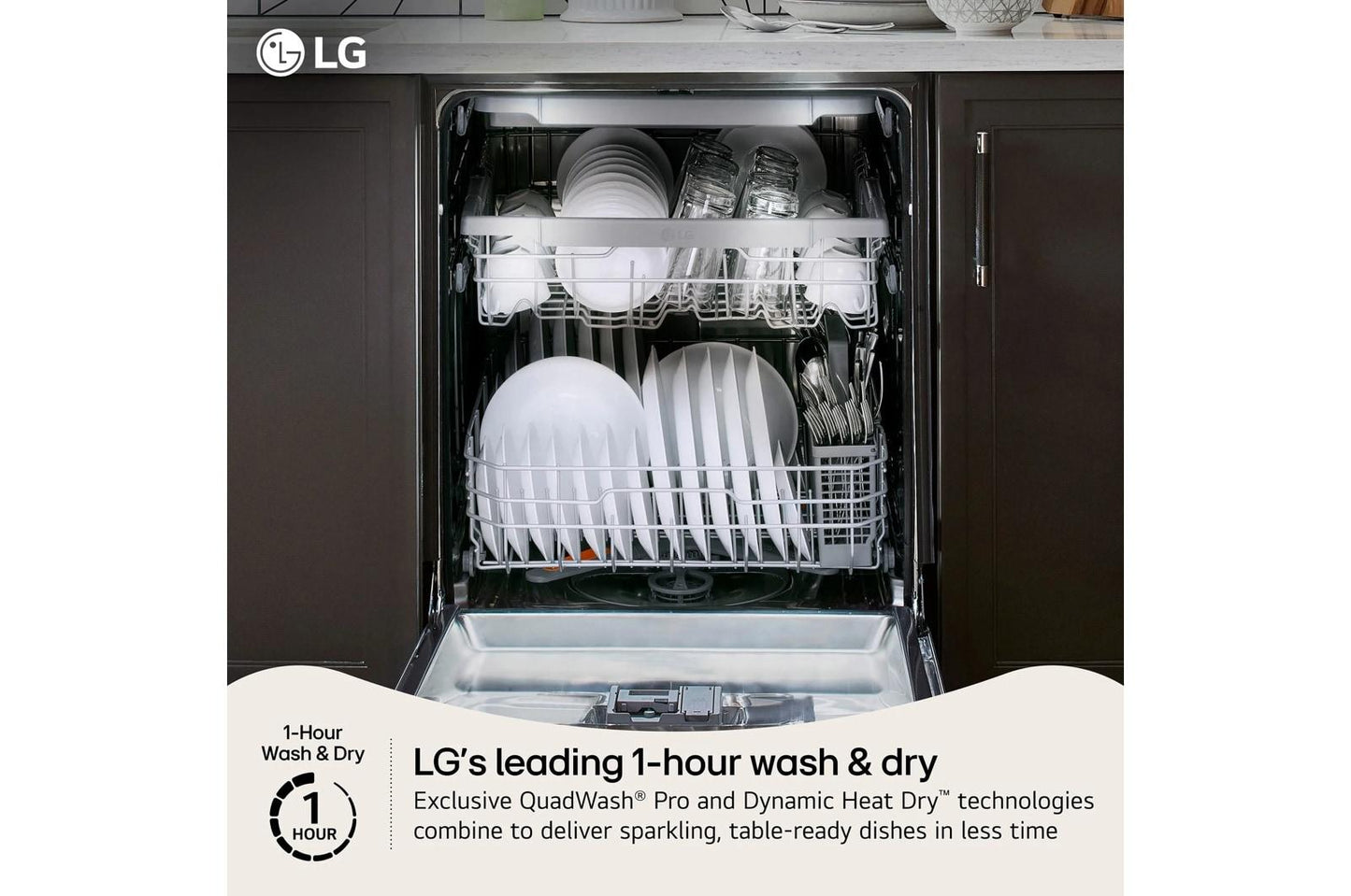 Lg LDNPH753D Smart FlushFit™ Top Control Dishwasher with 1-Hour Wash & Dry, QuadWash® Pro, TrueSteam® and Dynamic Heat Dry™ w/AutoVent Dry™