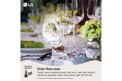 Lg LDNPM654S 24 Inch Smart FlushFit™ Top Control Dishwasher with 1-Hour Wash & Dry, QuadWash® Pro, and Dynamic Heat Dry™ w/AutoVent Dry™
