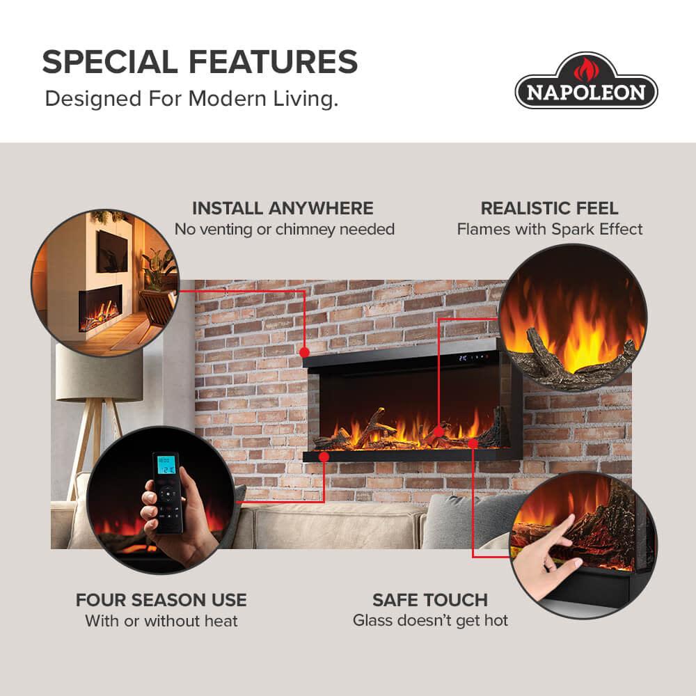 Napoleon Bbq NEFL74AB Astound 74 FlexMount Electric Fireplace