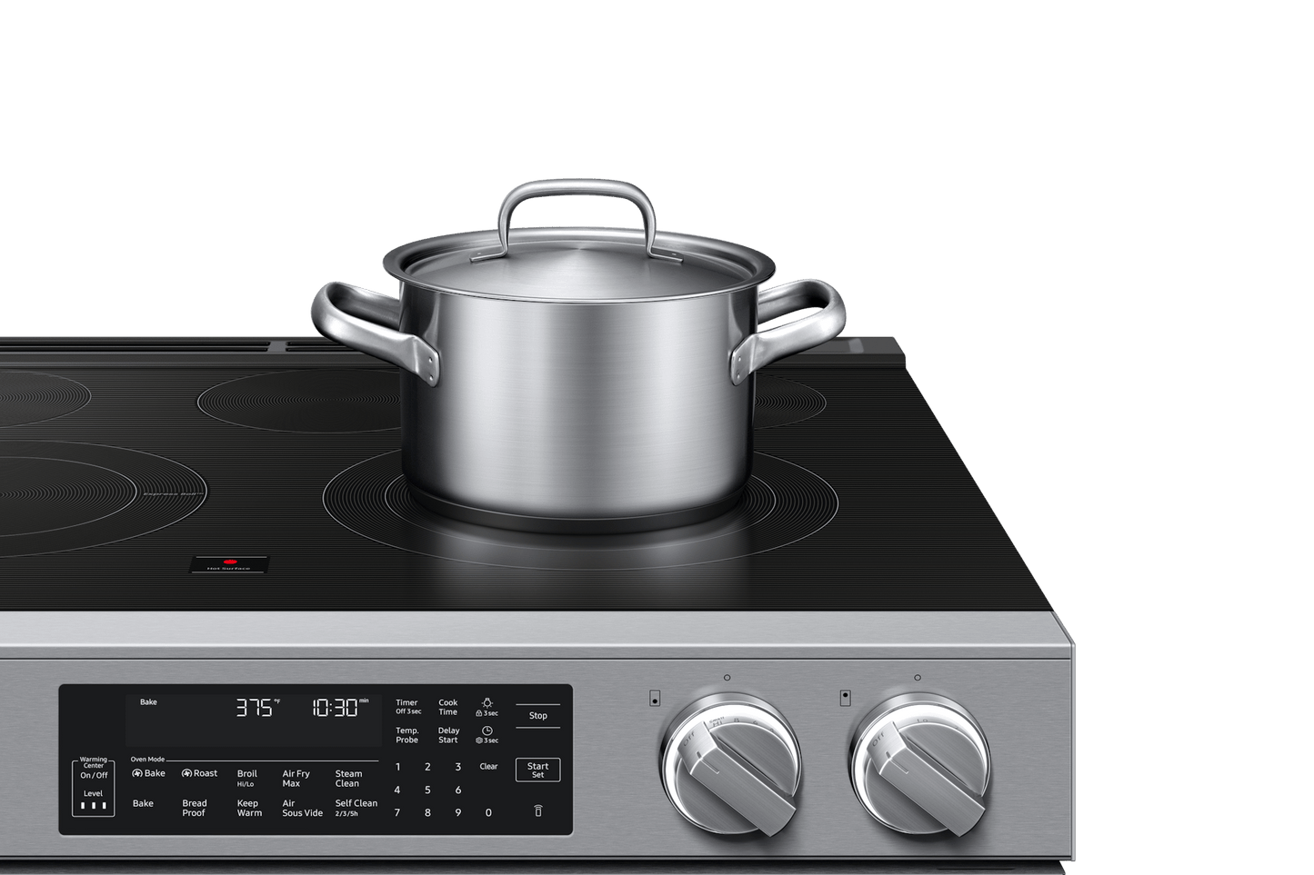 Samsung NSE90H63SR Bespoke Smart Slide-in Electric Range Pro Style Elite Design  Illuminated Knobs  Air Fry Max