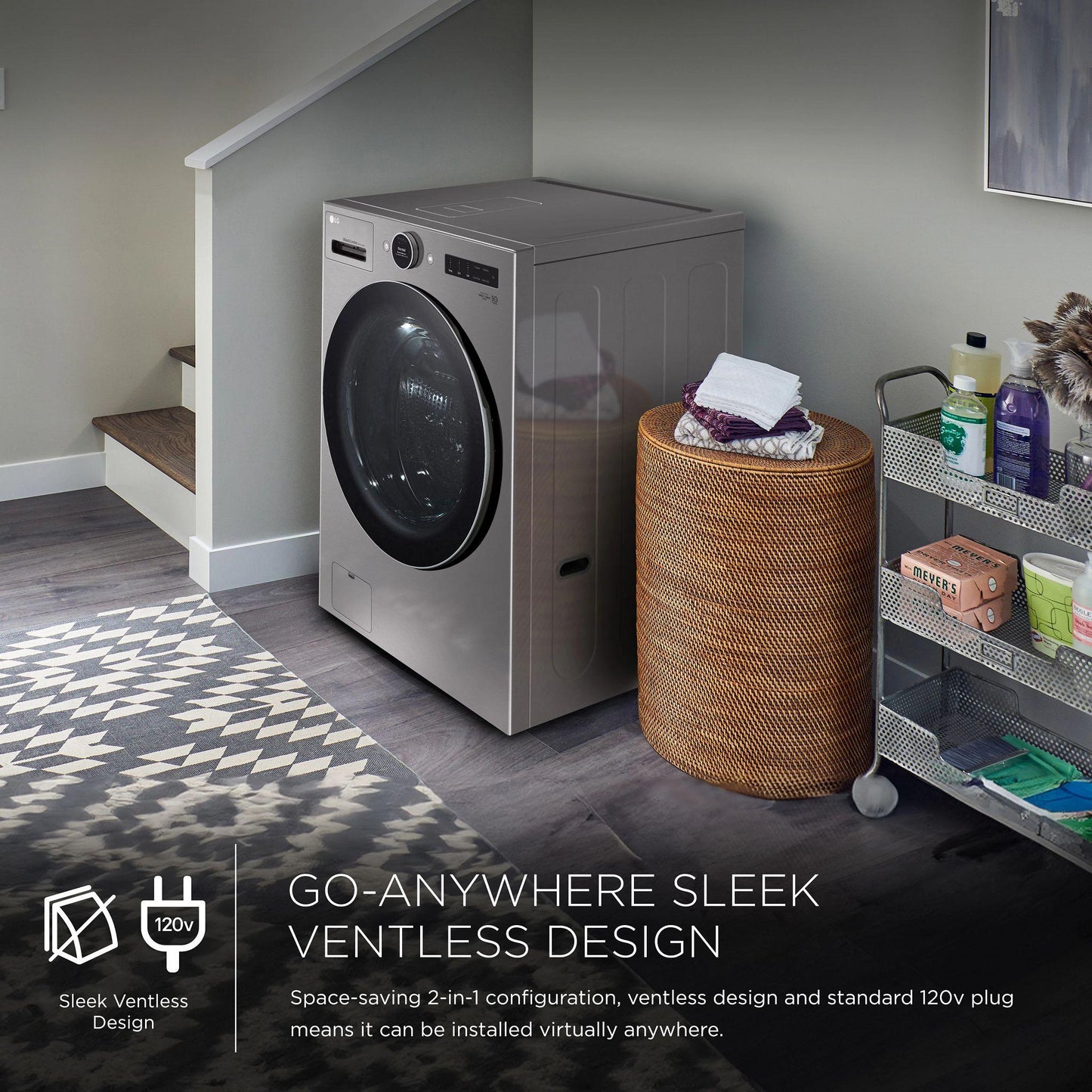 Lg WM6998HVA Ventless Washer/Dryer Combo LG WashCombo™ All-in-One 5.0 cu. ft. Mega Capacity with Inverter HeatPump™ Technology and Direct Drive Motor