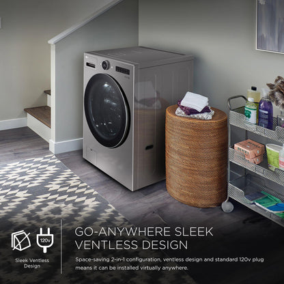 Lg WM6998HVA Ventless Washer/Dryer Combo LG WashCombo™ All-in-One 5.0 cu. ft. Mega Capacity with Inverter HeatPump™ Technology and Direct Drive Motor
