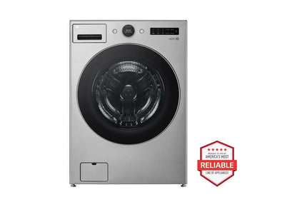 Lg WM5500HVADLGX5501VWD300CVWDP6V 4.5 cu. ft. Front Load Washer and 7.4 cu. ft. Gas Dryer with pedestal washer and drawer Laundry Set in Graphite Steel