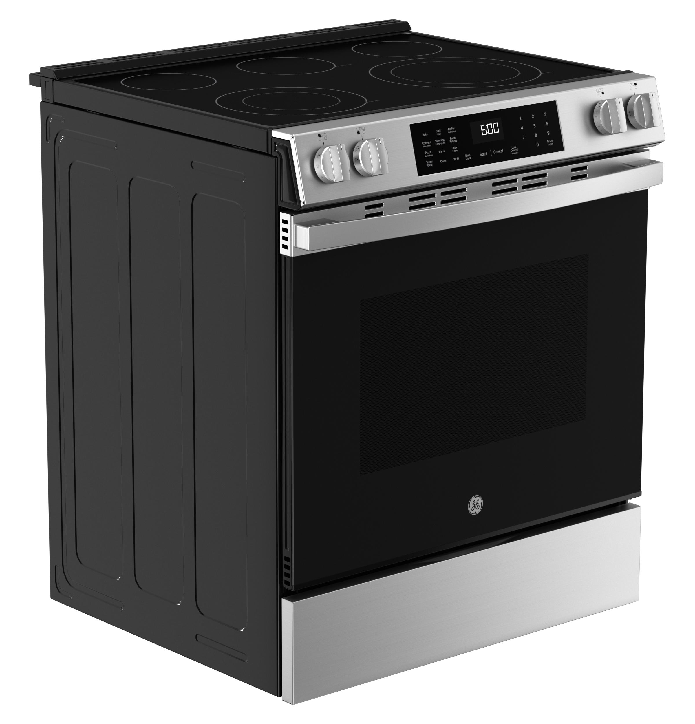 GRS600AVFS GE® 30" Slide-In Electric Convection Range with No Preheat Air Fry and EasyWash™ Oven Tray