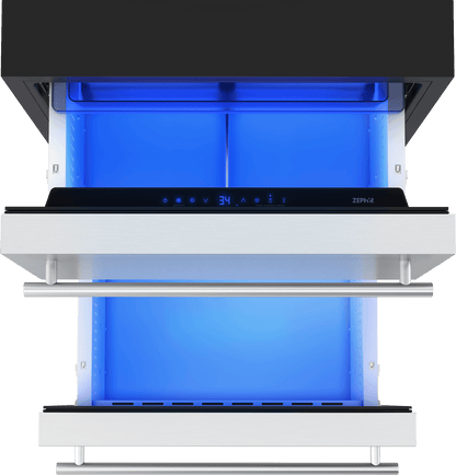 Zephyr PRRD24C1AS Presrv Refrigerator Drawers, 24in Compact, SS, 1 Zone