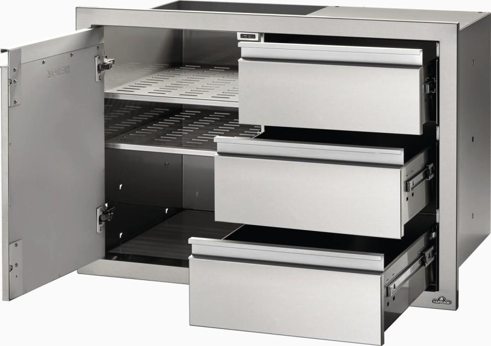 Napoleon Bbq BI36241D3DR 36 x 24 inch Single Door & Triple Drawer Combo and Triple Drawer, Stainless Steel