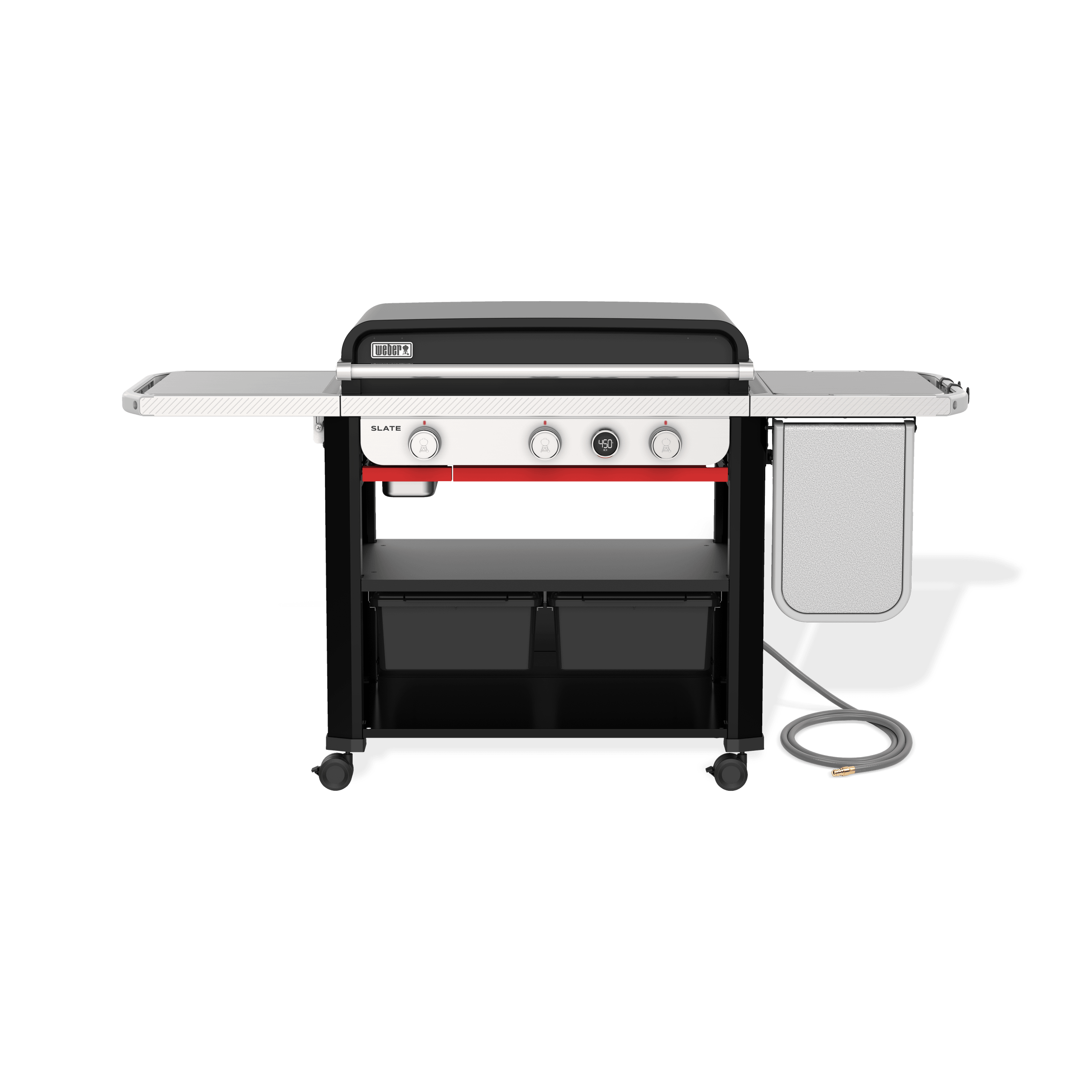 Weber 1500420 Slate™ 30" Rust-Resistant Griddle with extendable side table (Natural Gas) - Black