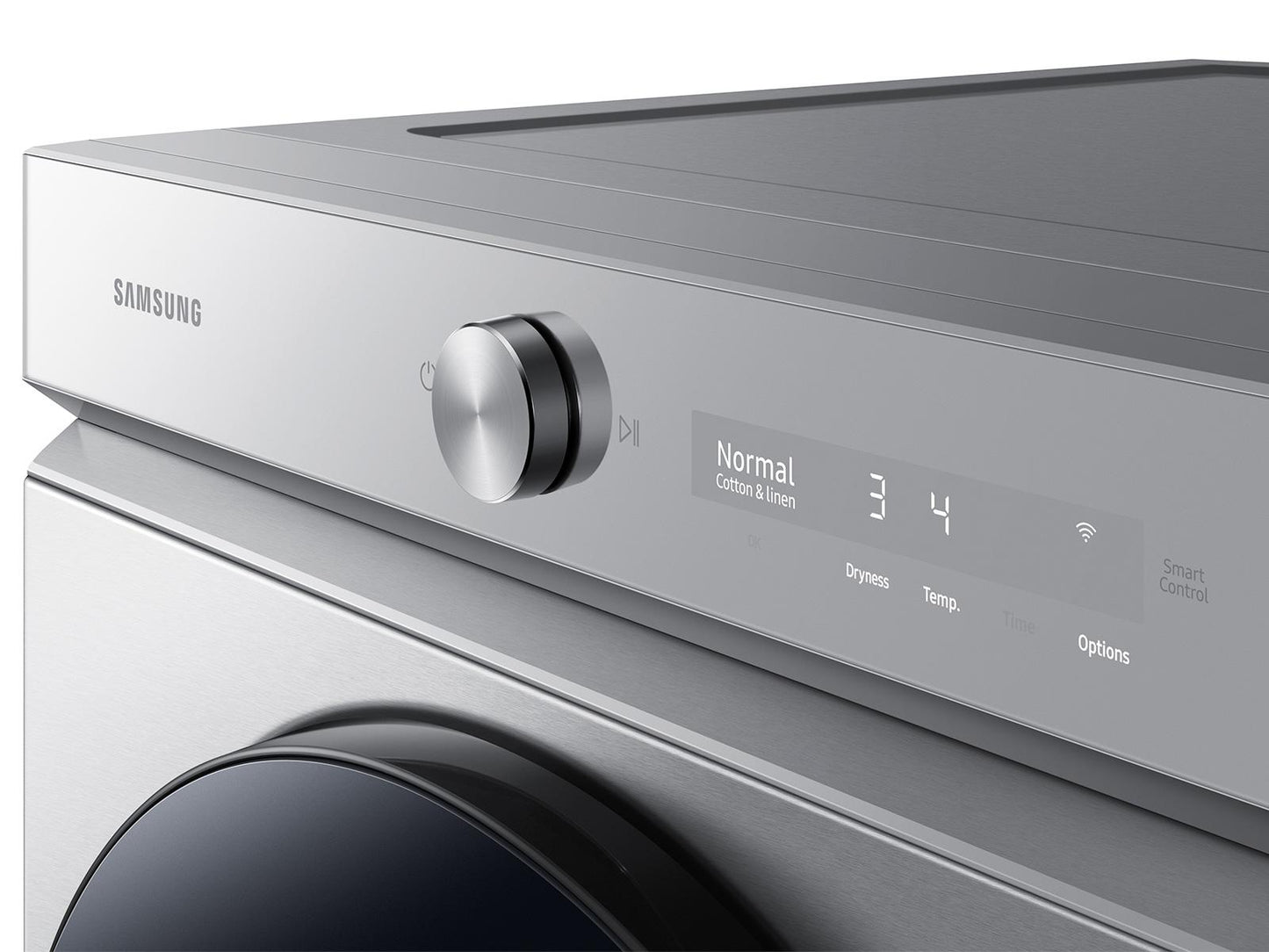 Samsung DVE53BB8700T Bespoke 7.6 cu. ft. Ultra Capacity Electric Dryer with Super Speed Dry and AI Smart Dial in Silver Steel