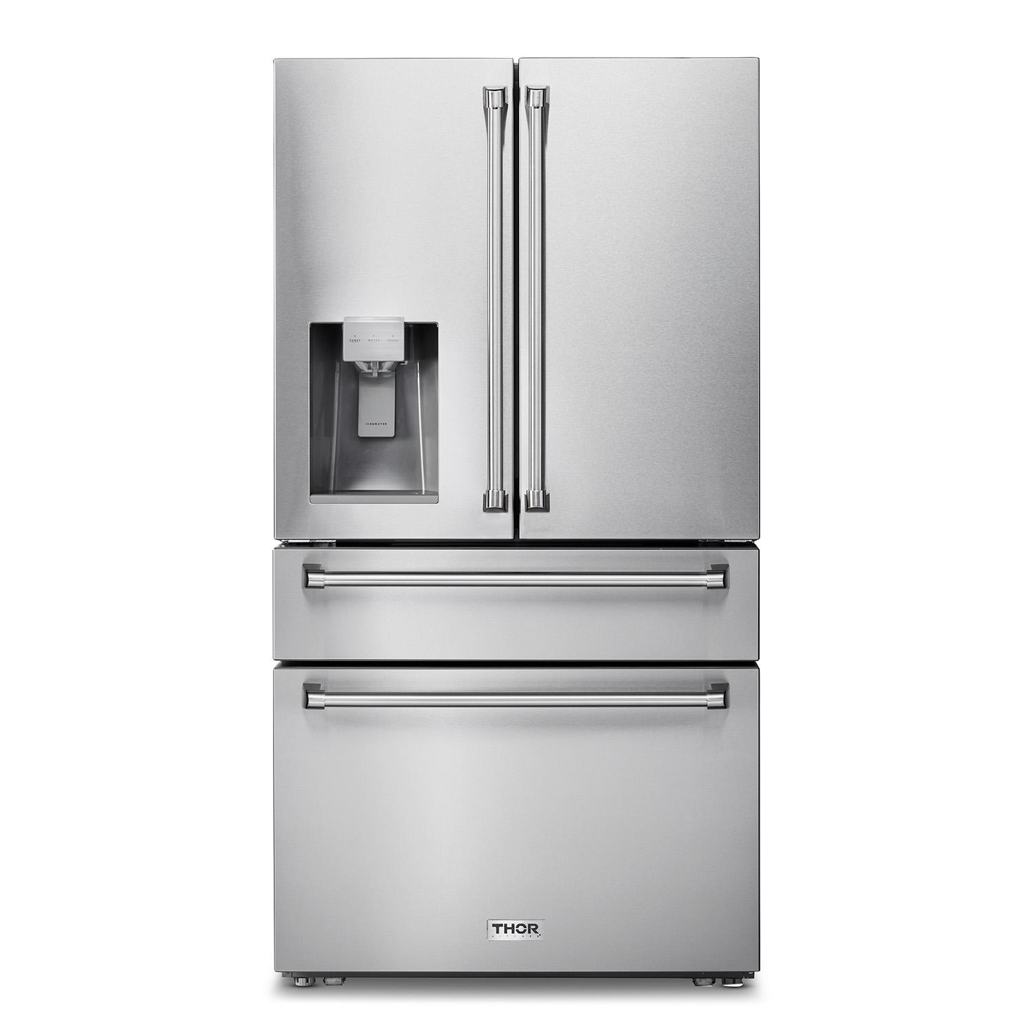 Thor Kitchen 36 Inch Professional French Door Refrigerator With Ice and Water Dispenser - Trf3601fd