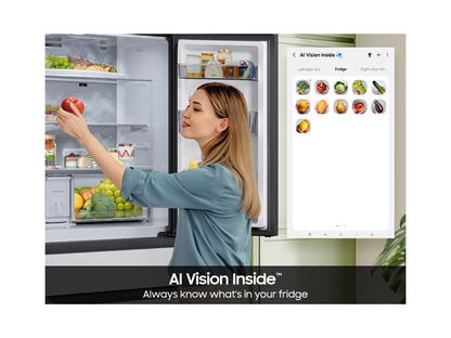 Samsung RF90F23AEW Bespoke 23 cu. ft. Counter Depth 4-Door French Door Refrigerator with AI Family Hub™+ AI Vision Inside™ in White Glass