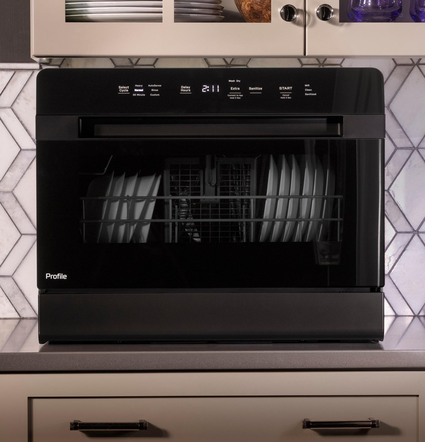 PZF560HGWBB GE Profile™ ENERGY STAR® Smart Compact Dishwasher for Countertop or Built-In