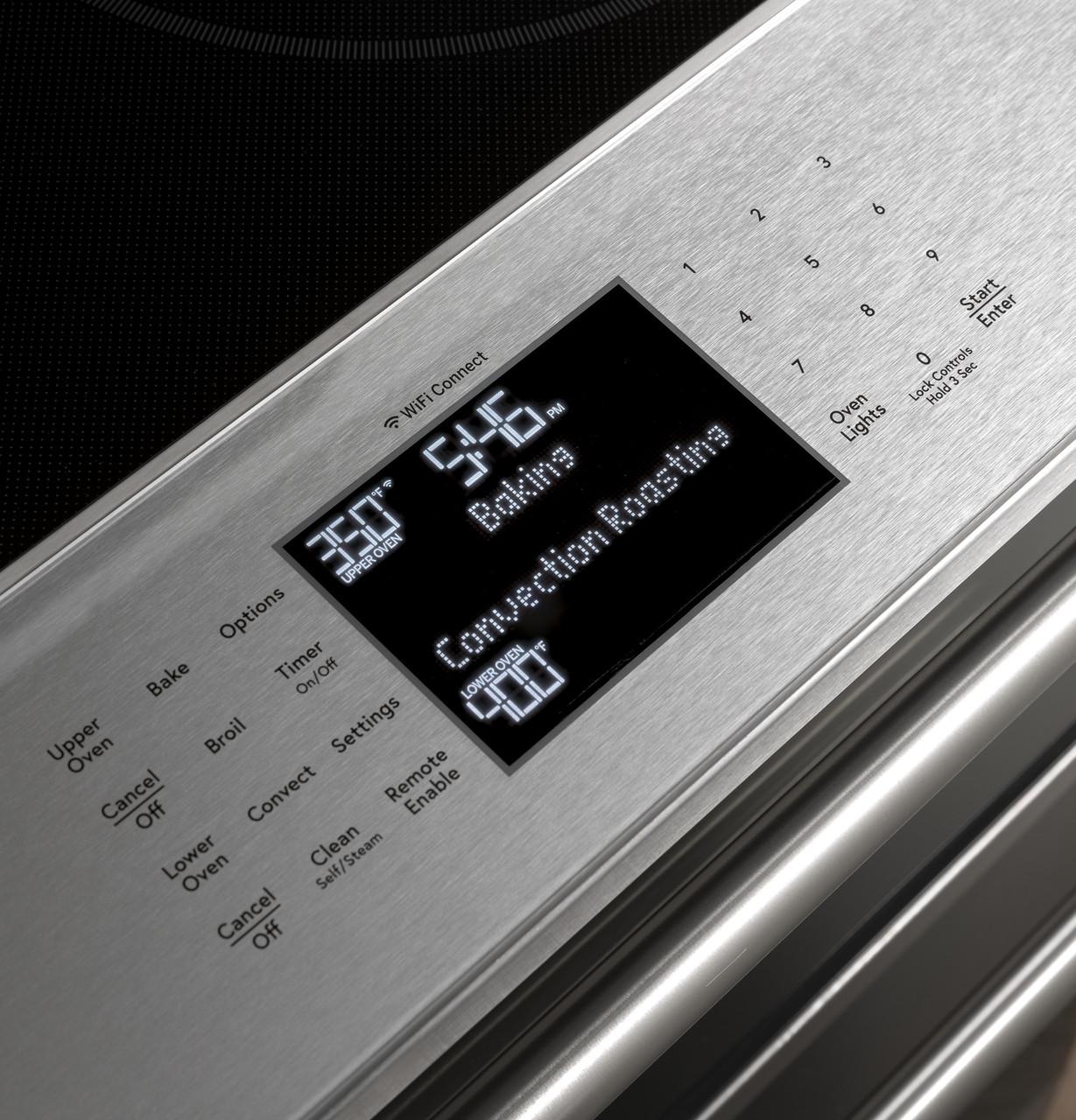 Caf(eback)™ 30" Smart Slide-In, Front-Control, Radiant and Convection Double-Oven Range in Platinum Glass