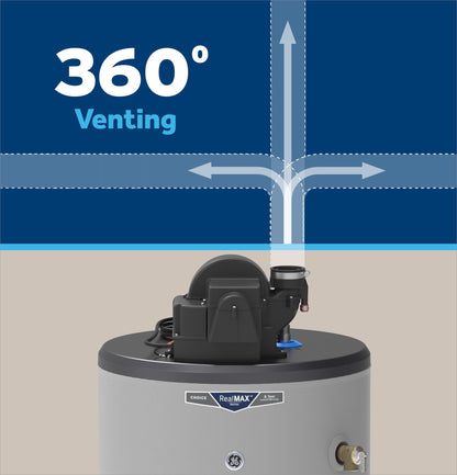 GG40T08AYV GE RealMAX Choice 40-Gallon Tall Natural Gas Power Vent Low-NOx Water Heater