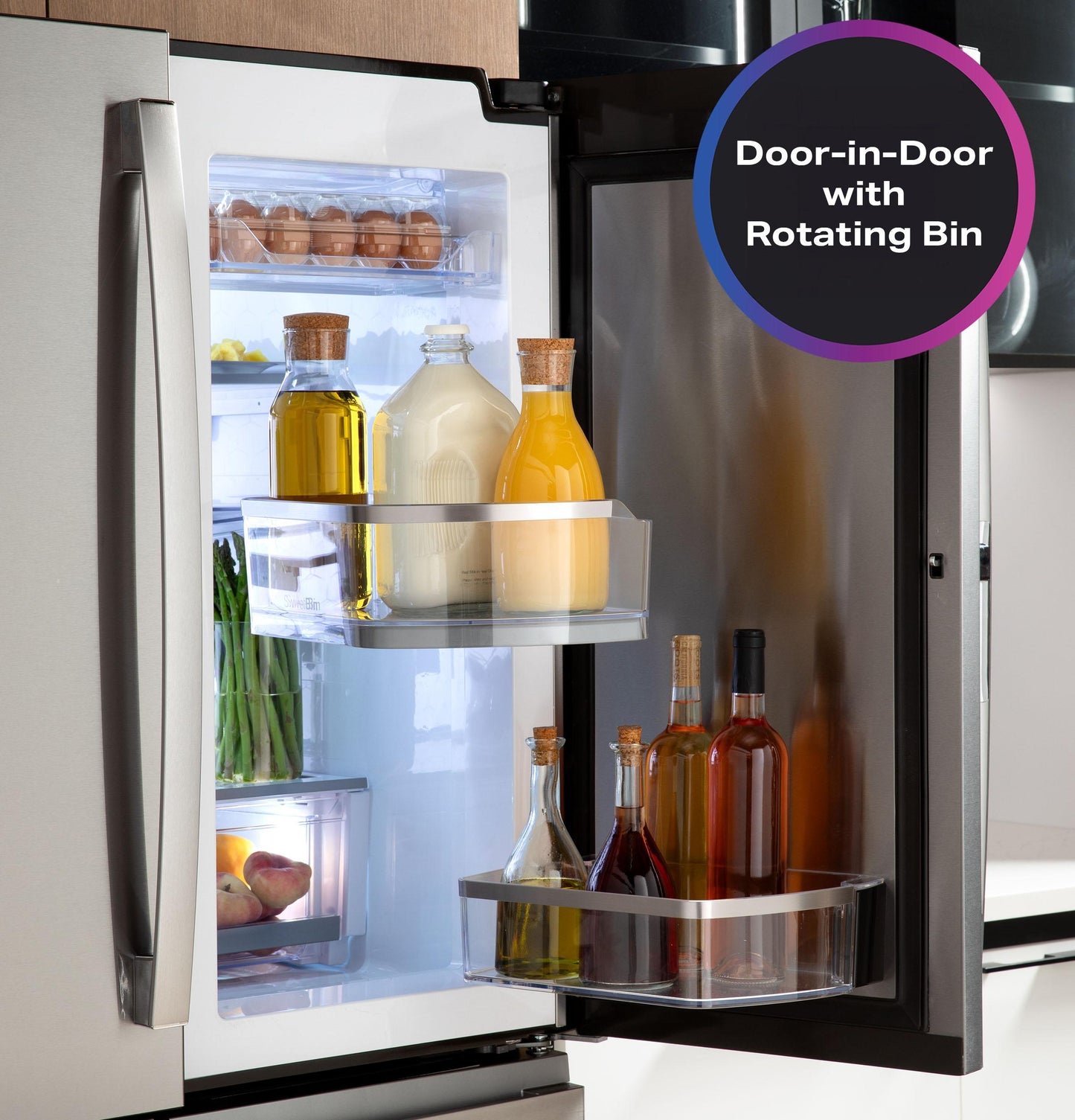 PHD23BYWFS GE Profile™ ENERGY STAR® 22.9 Cu. Ft. Counter-Depth Quad-Door Refrigerator with Dual-Dispense AutoFill Pitcher and Door in Door