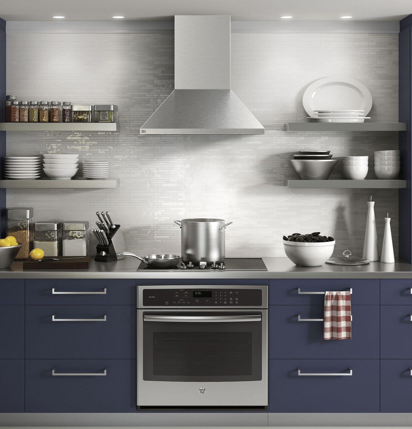 PVW1030SWSS GE Profile 30" Wall-Mount Pyramid Chimney Vent Hood with Clean Air Sensors