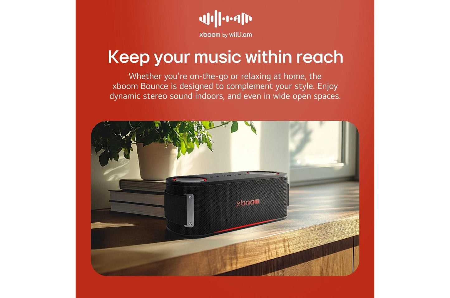 BOUNCEAUSALBK LG xboom Bounce  Bluetooth Speaker  xboom Signature Sound by will.i.am with Dual Passive Radiators
