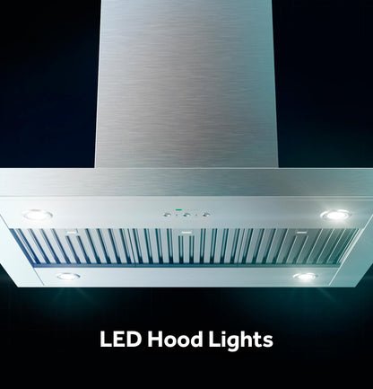 Cafe UVI1036SRSS 36" Designer Island-Mount Chimney Vent Hood with Clean Air Sensors