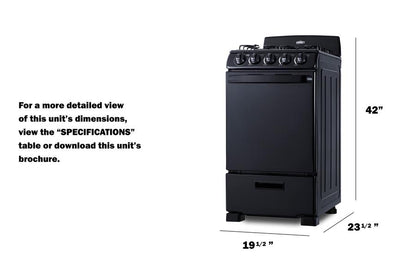 Summit RG201B 20" Wide Gas Range