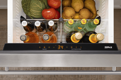 Zephyr PRRD24C1AS Presrv Refrigerator Drawers, 24in Compact, SS, 1 Zone