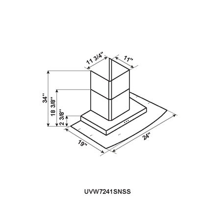 Cafe UVW7241SNSS 24" Chimney Vent with Tempered Glass