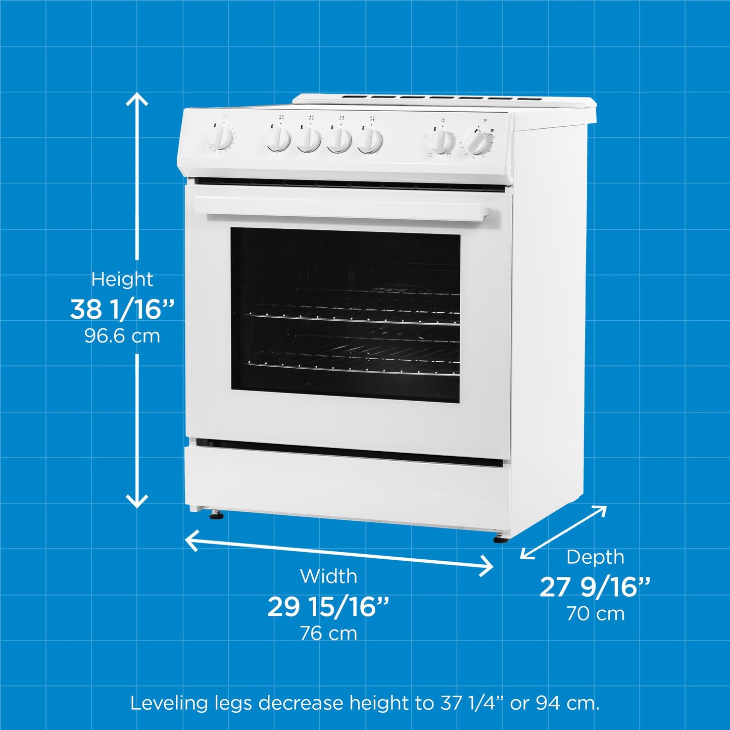 DRRM300W Danby 30"" Slide in Smooth Top Electric Range with Knob Controls in White