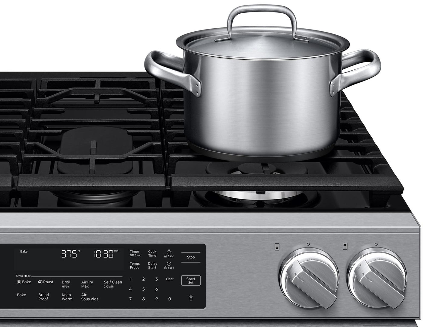 Samsung NSG90H60SR Bespoke Smart Slide-in Gas Range Pro Style Elite Design  Illuminated Knobs  Air Fry Max