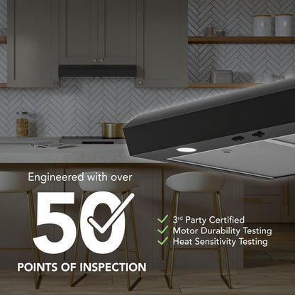 MTR1303BL Broan-NuTone 30-Inch Under Cabinet Range Hood, ENERGY STAR, 350 Max Blower CFM, Black