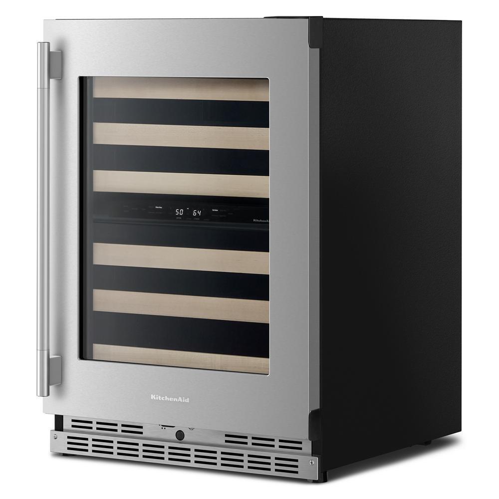 Kitchenaid KUWR524SPS 24" Undercounter Wine Cellar with Full-Extension Wood-Front Racks